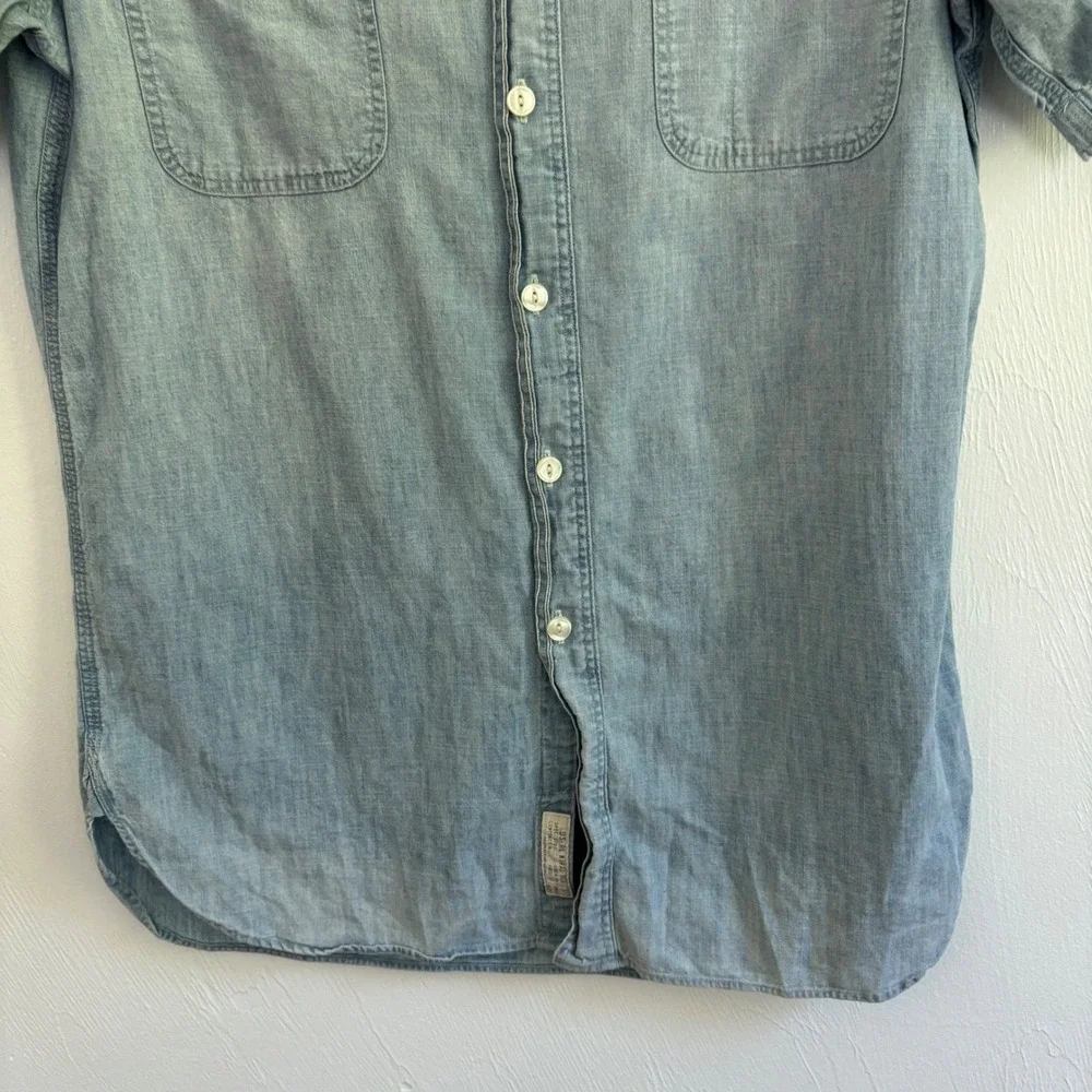 Vintage 90s/Y2K Polo Ralph Lauren Workwear Denim Utility Shirt Size Small Blue